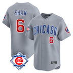 Choea C.Cubs #6 Matt Shaw Player Gray Road 150th Anniversary Limited Home Stitched Jerseys