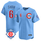 Choea C.Cubs #6 Matt Shaw Player Light Blue 150th Anniversary Limited Home Stitched Jerseys