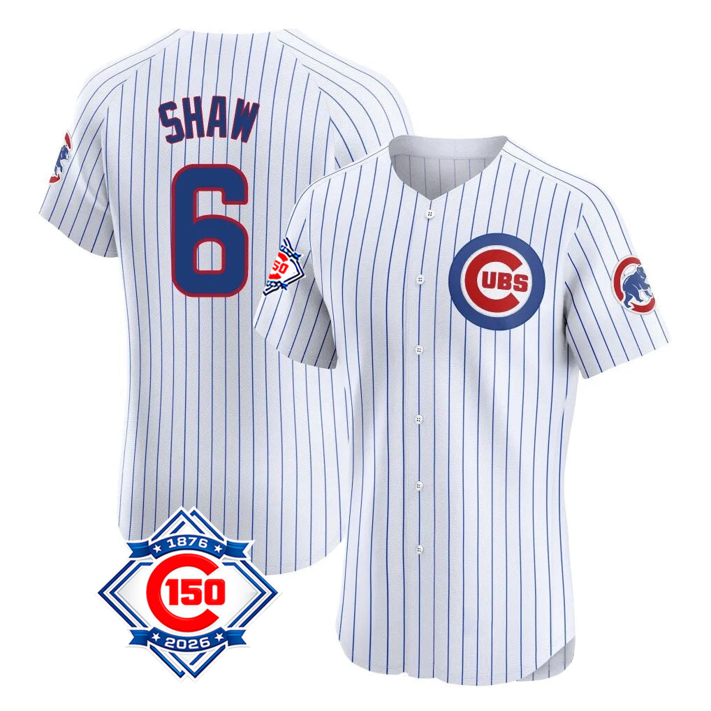 Choea C.Cubs #6 Matt Shaw Player White 150th Anniversary Limited Elite Home Game Stitched Jerseys
