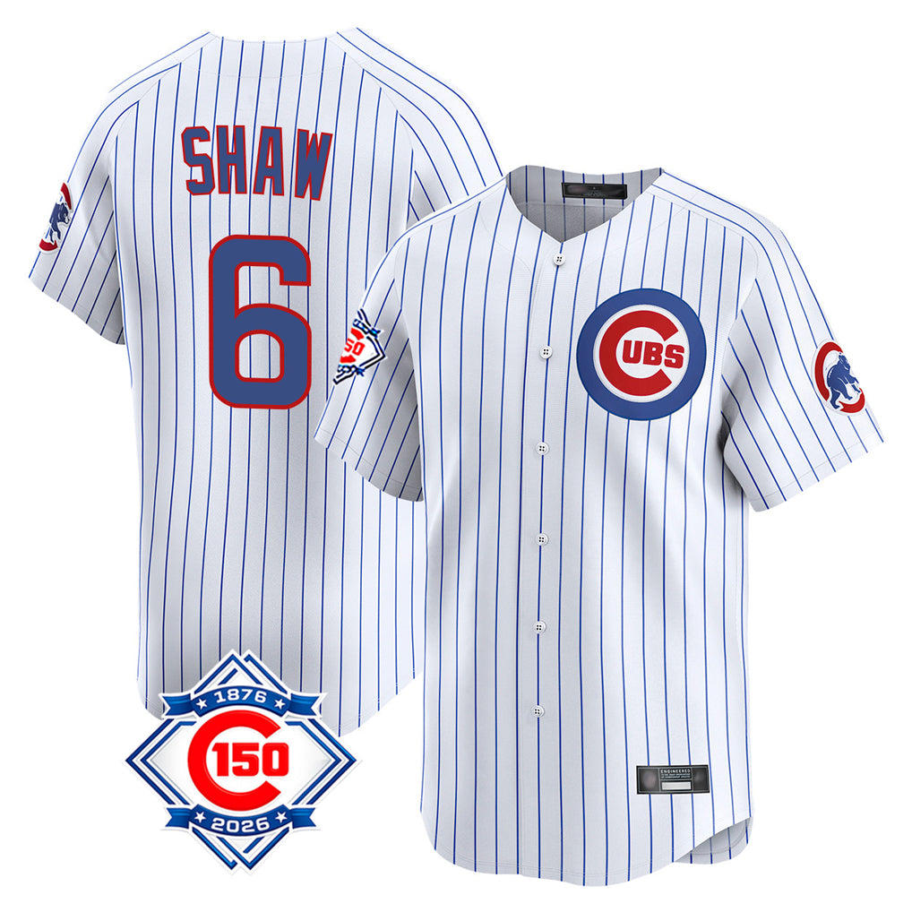 Choea C.Cubs #6 Matt Shaw Player White 150th Anniversary Limited Home Game Stitched Jerseys