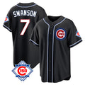 Choea C.Cubs #7 Dansby Swanson Player Black Fashion Out 150th Anniversary Game Stitched Jerseys