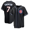 Choea C.Cubs #7 Dansby Swanson Player Black Fashion Out Game Stitched Jerseys