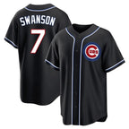 Choea C.Cubs #7 Dansby Swanson Player Black Fashion Out Game Stitched Jerseys