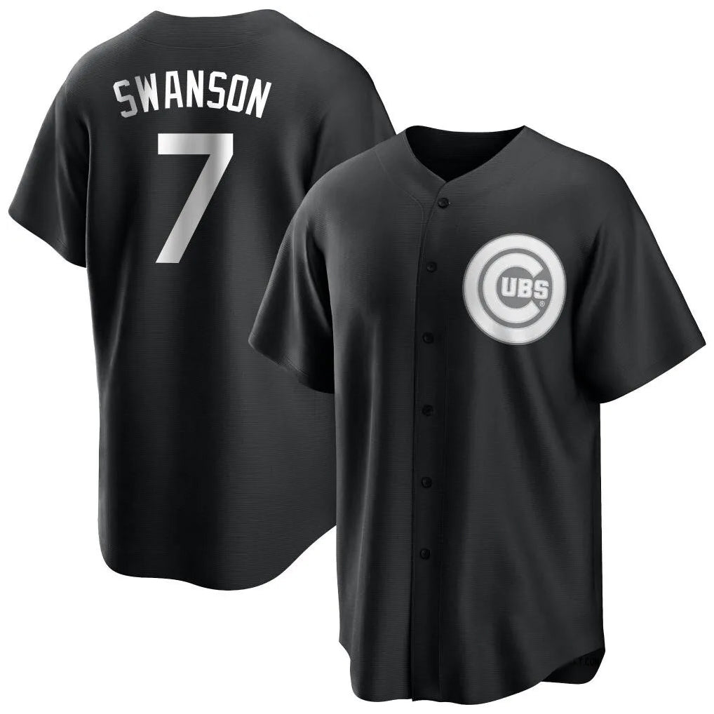 Choea C.Cubs #7 Dansby Swanson Player Black Game Stitched Jerseys