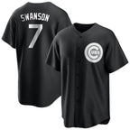 Choea C.Cubs #7 Dansby Swanson Player Black Game Stitched Jerseys