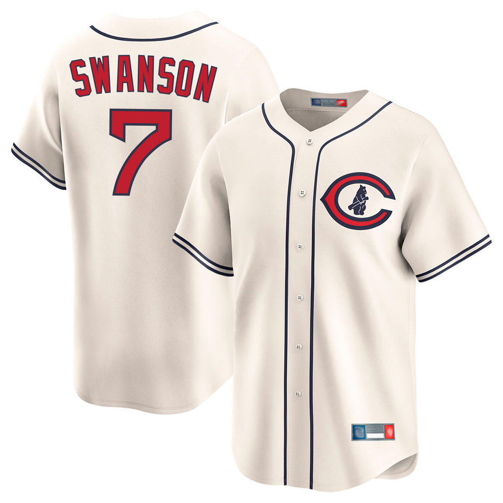 Choea C.Cubs #7 Dansby Swanson Player Cream Field of Dreams Limited Home Game Stitched Jerseys