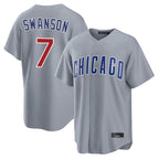 Choea C.Cubs #7 Dansby Swanson Player Gray Home Game Stitched Jerseys
