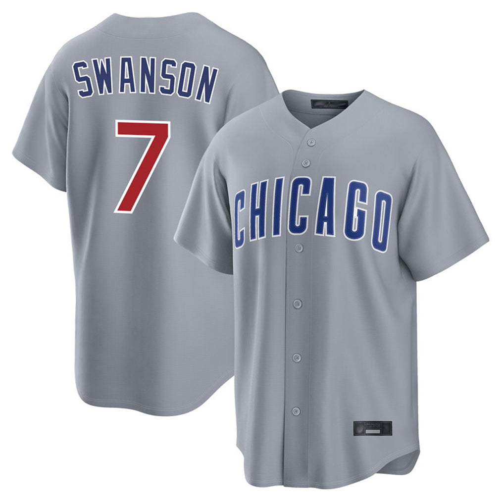 Choea C.Cubs #7 Dansby Swanson Player Gray Home Game Stitched Jerseys