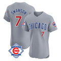 Choea C.Cubs #7 Dansby Swanson Player Gray Road 150th Anniversary Limited Elite Home Stitched Jerseys