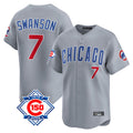 Choea C.Cubs #7 Dansby Swanson Player Gray Road 150th Anniversary Limited Home Stitched Jerseys