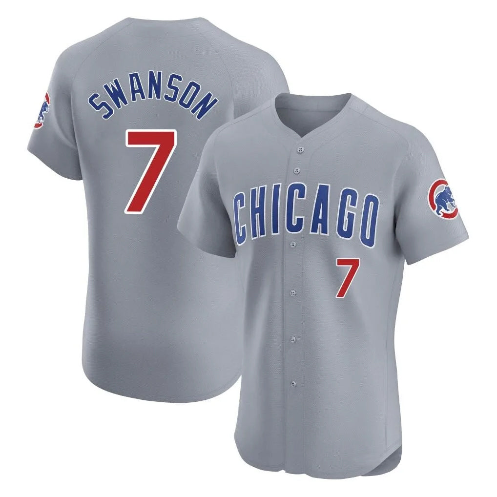 Choea C.Cubs #7 Dansby Swanson Player Gray Road Limited Elite Home Stitched Jerseys