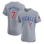 Choea C.Cubs #7 Dansby Swanson Player Gray Road Limited Elite Home Stitched Jerseys