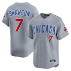 Choea C.Cubs #7 Dansby Swanson Player Gray Road Limited Home Stitched Jerseys