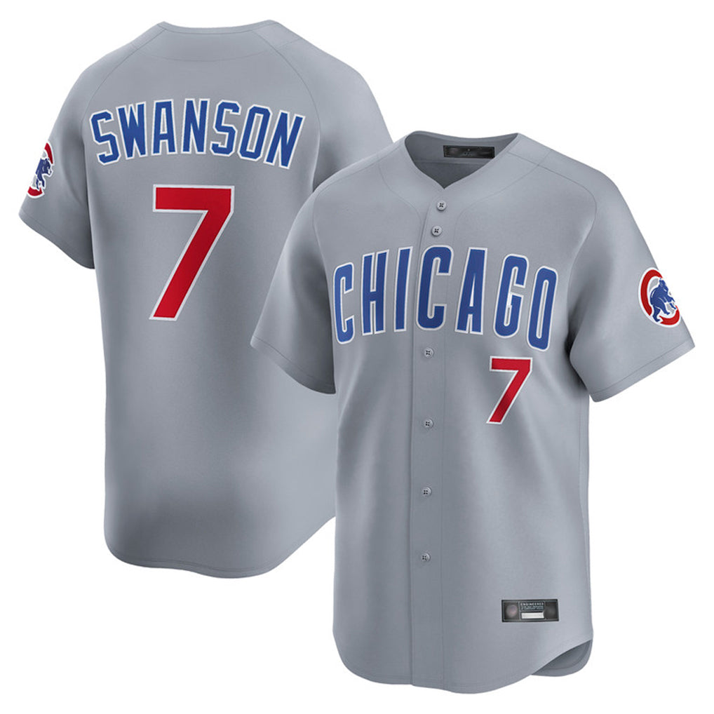 Choea C.Cubs #7 Dansby Swanson Player Gray Road Limited Home Stitched Jerseys