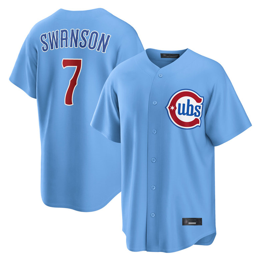 Choea C.Cubs #7 Dansby Swanson Player Light Blue Home Game Stitched Jerseys