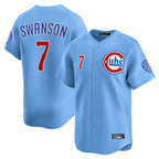 Choea C.Cubs #7 Dansby Swanson Player Light Blue Limited Home Stitched Jerseys