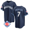 Choea C.Cubs #7 Dansby Swanson Player Navy 150th Anniversary City Connect Home Game Stitched Jerseys
