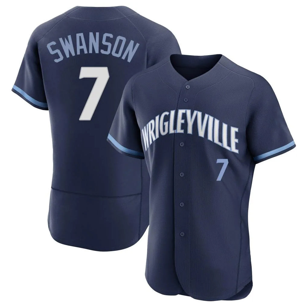 Choea C.Cubs #7 Dansby Swanson Player Navy City Connect Limited Elite Home Stitched Jerseys