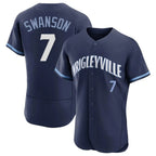 Choea C.Cubs #7 Dansby Swanson Player Navy City Connect Limited Elite Home Stitched Jerseys