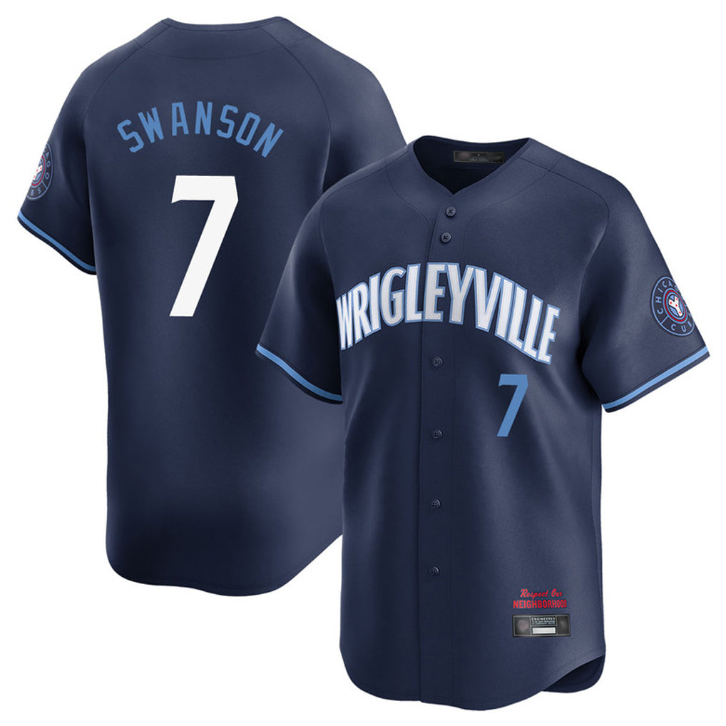 Choea C.Cubs #7 Dansby Swanson Player Navy City Connect Limited Home Stitched Jerseys
