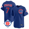 Choea C.Cubs #7 Dansby Swanson Player Royal 150th Anniversary Limited Home Stitched Jerseys