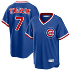 Choea C.Cubs #7 Dansby Swanson Player Royal T-shirt Cooperstown Collection Limited Stitched Jerseys