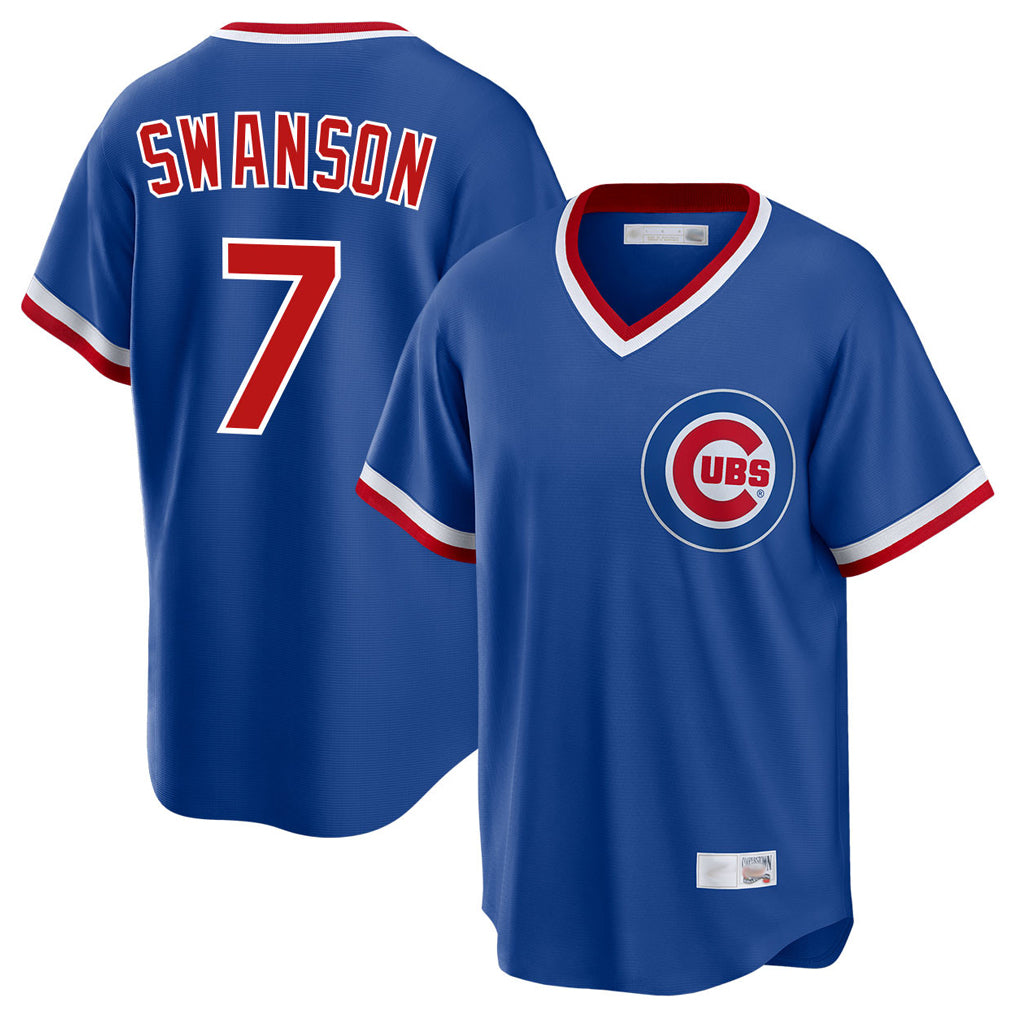 Choea C.Cubs #7 Dansby Swanson Player Royal T-shirt Cooperstown Collection Limited Stitched Jerseys