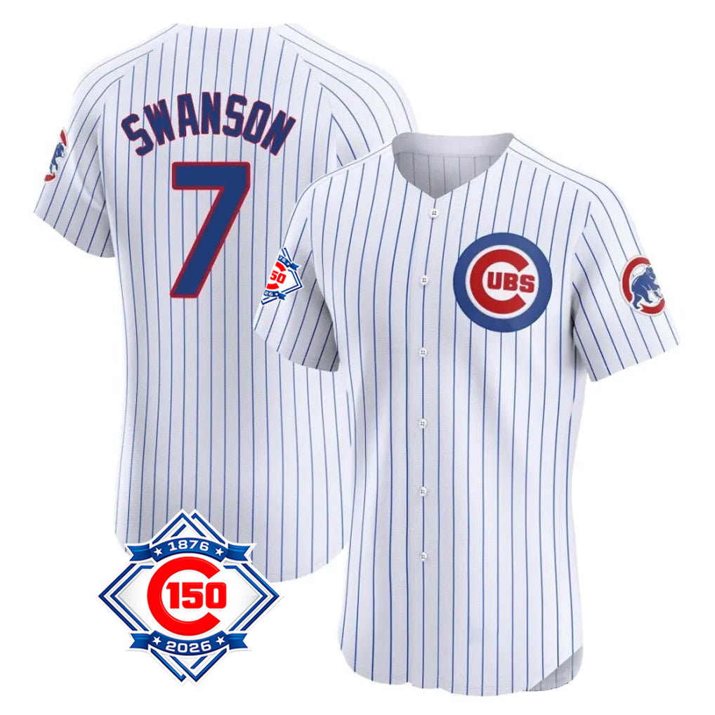Choea C.Cubs #7 Dansby Swanson Player White Limited Elite Home Game Stitched Jerseys