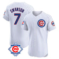 Choea C.Cubs #7 Dansby Swanson Player White 150th Anniversary Limited Elite Home Game Stitched Jerseys