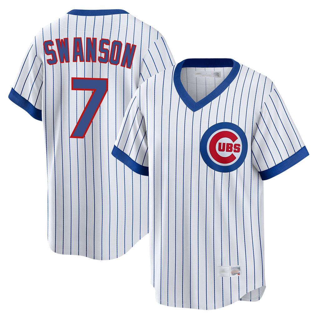 Choea C.Cubs #7 Dansby Swanson Player White T-shirt Cooperstown Collection Limited Stitched Jerseys