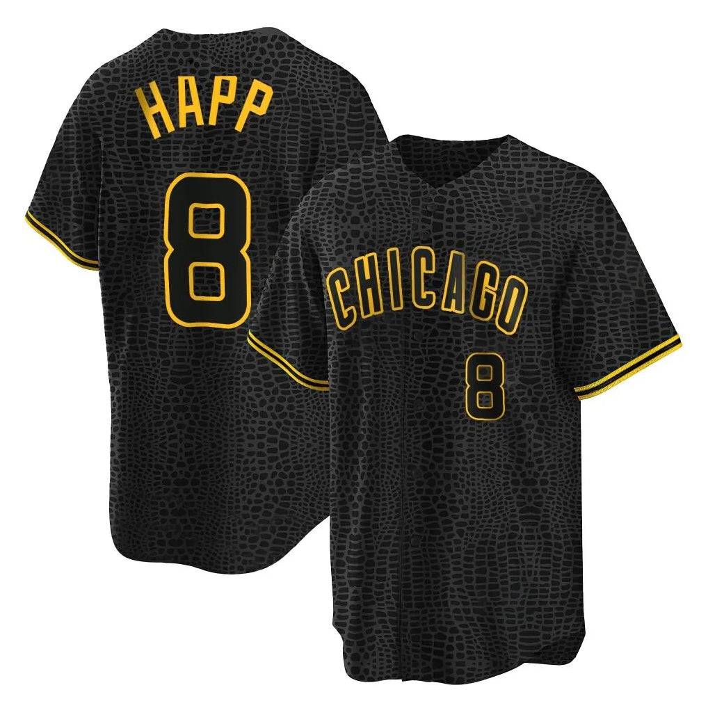 Choea C.Cubs #8 Ian Happ Player Black Snake Skin City Game Stitched Jerseys