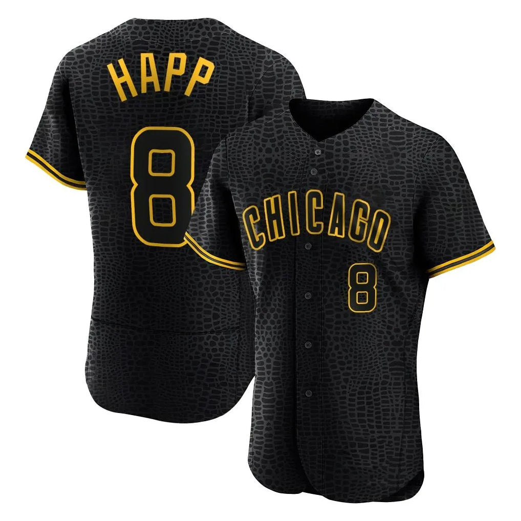 Choea C.Cubs #8 Ian Happ Player Black Snake Skin City Limited Elite Home Game Stitched Jerseys