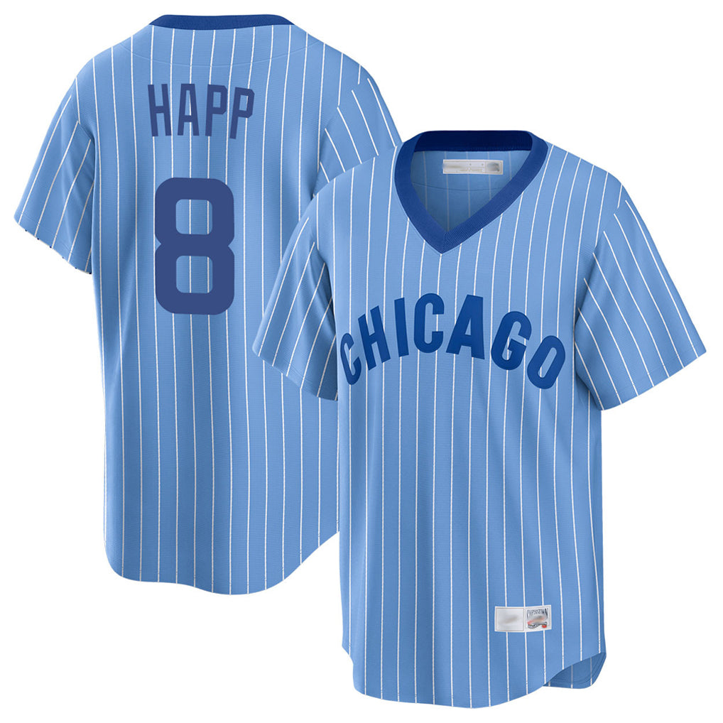 Choea C.Cubs #8 Ian Happ Player Blue T-shirt Cooperstown Collection Limited Stitched Jerseys