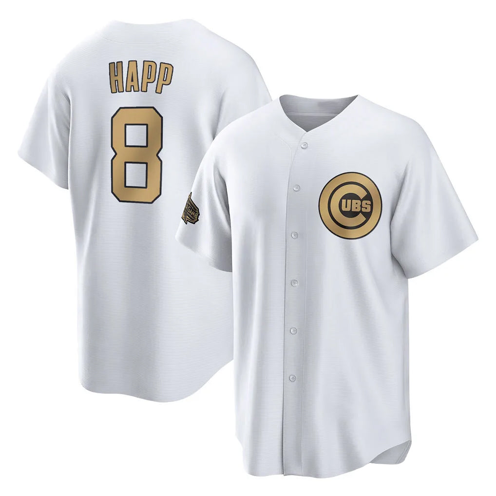 Choea C.Cubs #8 Ian Happ Player Gold All-Star Game Home Stitched Jerseys
