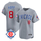 Choea C.Cubs #8 Ian Happ Player Gray Road 150th Anniversary Limited Home Stitched Jerseys