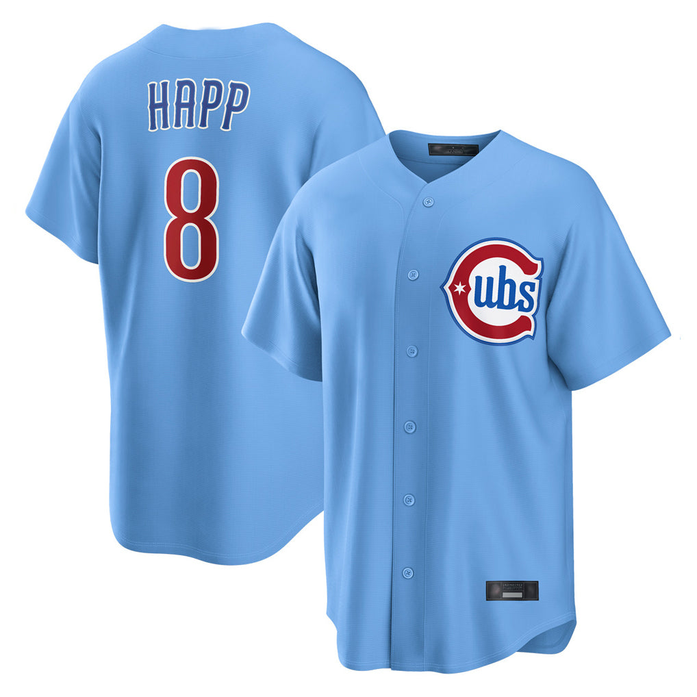 Choea C.Cubs #8 Ian Happ Player Light Blue Home Game Stitched Jerseys