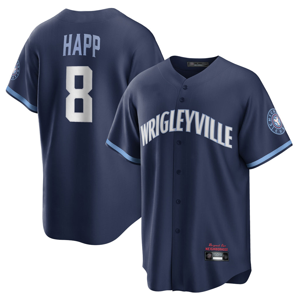 Choea C.Cubs #8 Ian Happ Player Navy City Connect Home Game Stitched Jerseys