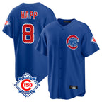 Choea C.Cubs #8 Ian Happ Player Royal 150th Anniversary Home Game Stitched Jerseys