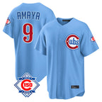 Choea C.Cubs #9 Miguel Amaya Player Light Blue 150th Anniversary Home Game Stitched Jerseys