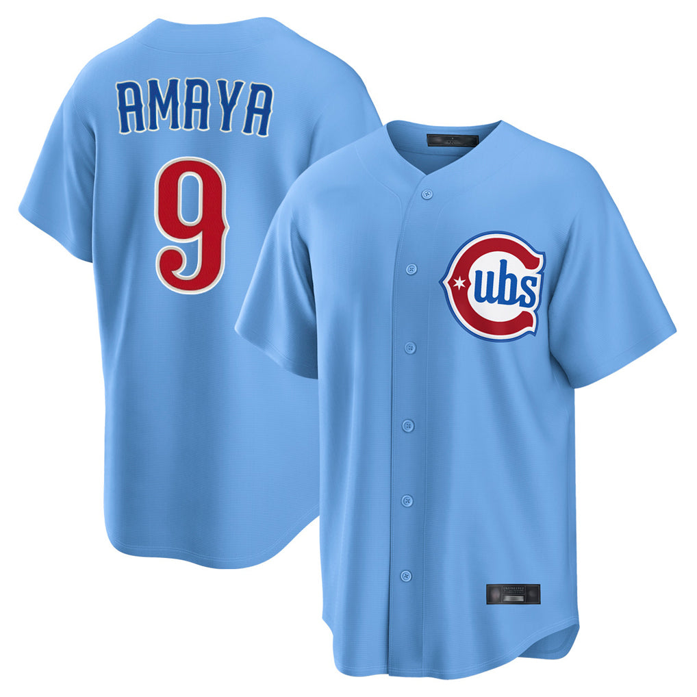 Choea C.Cubs #9 Miguel Amaya Player Light Blue Home Game Stitched Jerseys