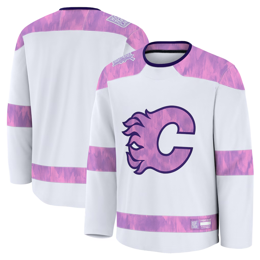 Choea C.Flames White 2024 Hockey Fights Cancer Practice Jerseys