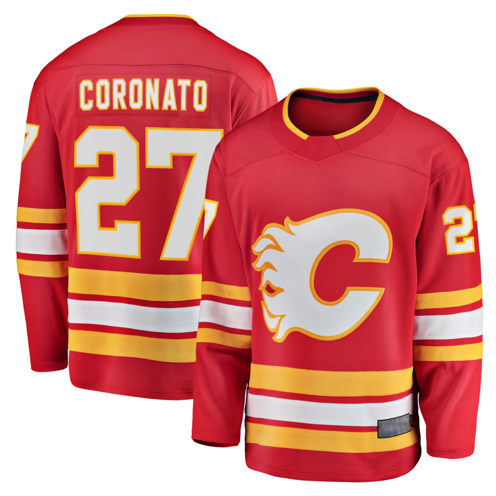 Choea C.Flames #27 Matt Coronato Red Home Breakaway Jerseys