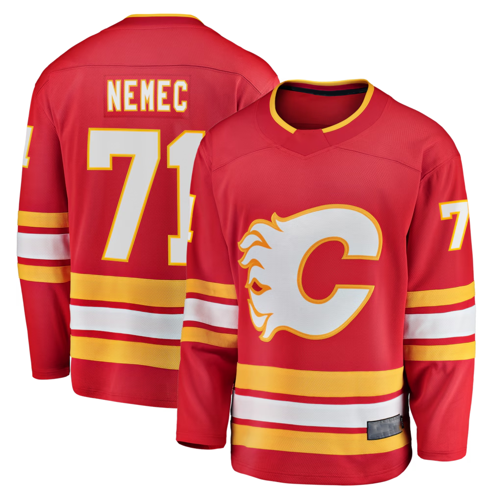 Choea C.Flames #71 Simon Nemec Red Home Breakaway Jerseys