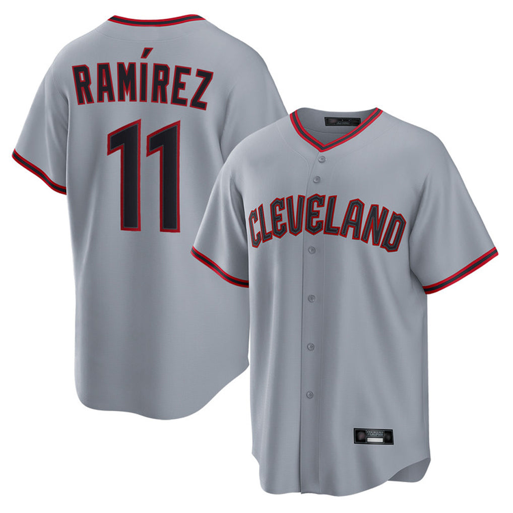 Choea C.Guardians #11 Jose Ramirez Player Gray Home Game Stitched Jerseys