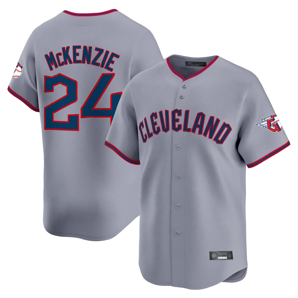 Choea C.Guardians #24 Triston McKenzie Player Gray Road Limited Home Game Stitched Jerseys