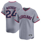 Choea C.Guardians #24 Triston McKenzie Player Gray Road Limited Home Game Stitched Jerseys