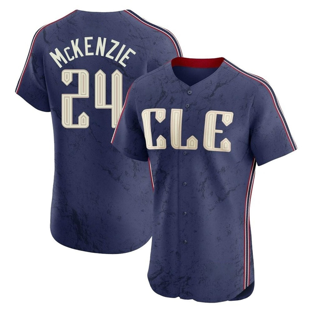 Choea C.Guardians #24 Triston McKenzie Player Navy City Connect Limited Elite Home Stitched Jerseys