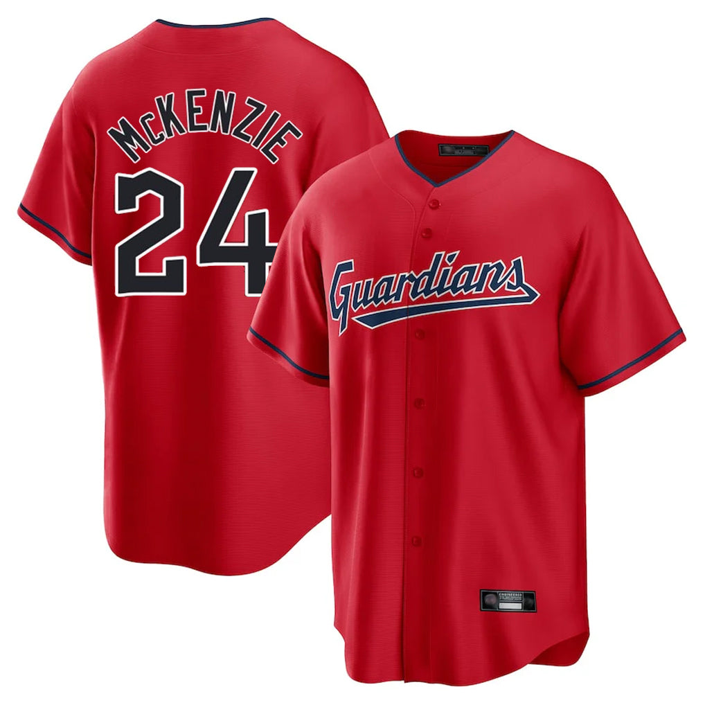 Choea C.Guardians #24 Triston McKenzie Player Red Home Game Stitched Jerseys
