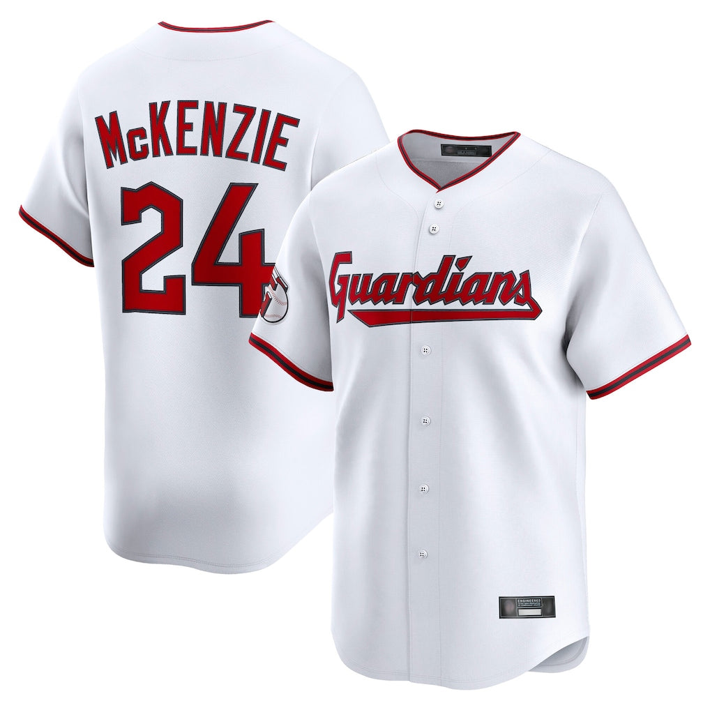 Choea C.Guardians #24 Triston McKenzie Player White Limited Home Game Stitched Jerseys