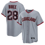 Choea C.Guardians #28 Tanner Bibee Player Gray Home Game Stitched Jerseys